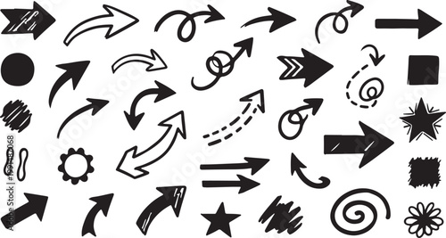 Vector hand drown arrow lines