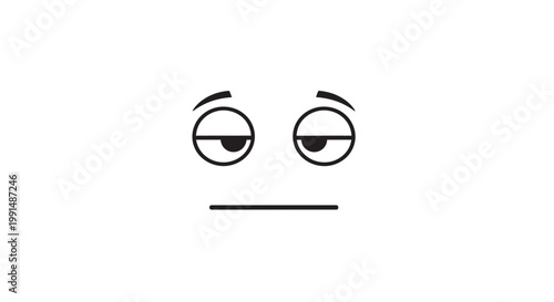 Sad face, emoticon, boredom, expressionless, vector icon