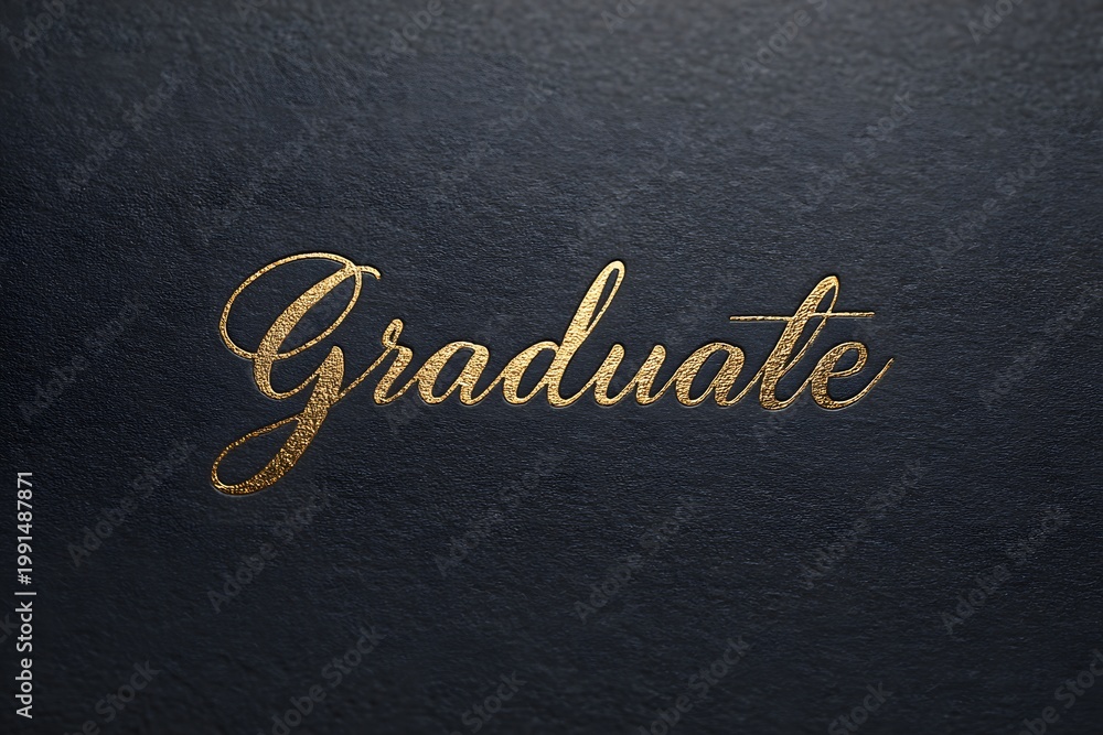 Fototapeta premium Elegant Gold Foil Graduate Typography on Dark Luxury Background