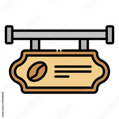 Coffee Shop Signboard with Bean Icon