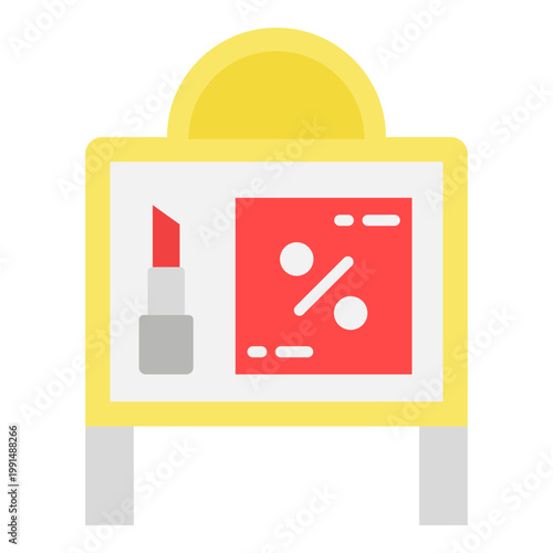 Cosmetic Sale Sign with Lipstick and Percentage Symbol