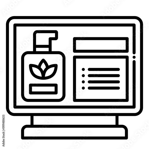 Online cosmetic product display on computer screen