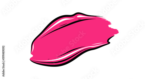 Vibrant pink lipstick smear illustration with bold strokes on a clean white background