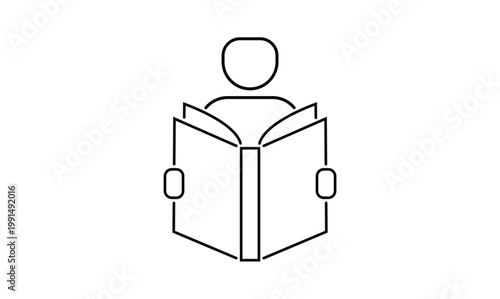 Reading book icon. Reader, education, learning, learn. 