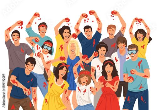 Group of people dressed as zombies for Halloween party.