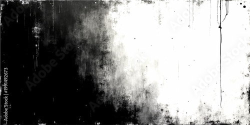 Black and white abstract background design and illustration with grungy texture and retro vintage style.