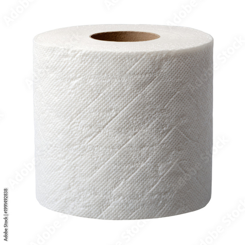 Isolated Roll of Quilted Toilet Paper: Ideal for Bathroom Use and Ready to Use