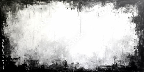 Abstract art with the black and white monochrome with grunge style, brush stroke, and texture and graphic design for background.