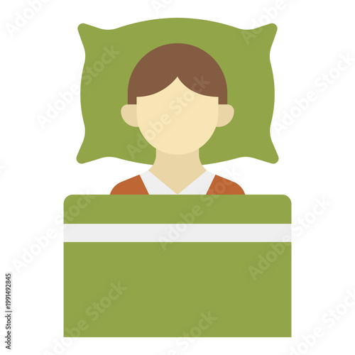 Person Sleeping in Bed Vector Illustration