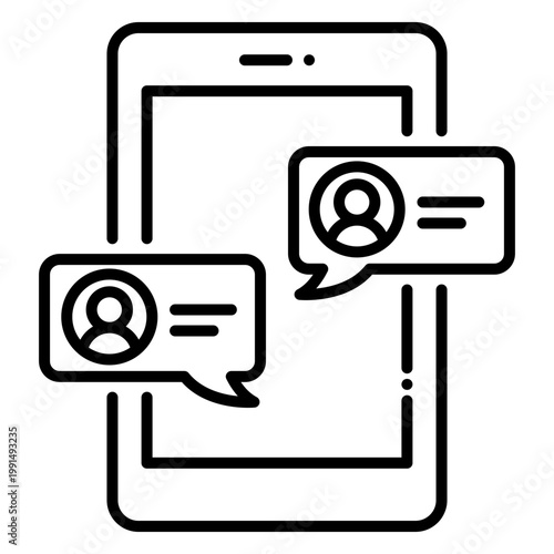 Mobile Phone with Messaging App Interface Icon