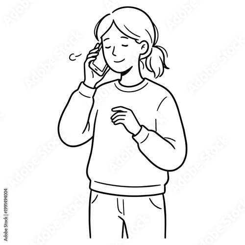 45-1_電話をして安心している女性