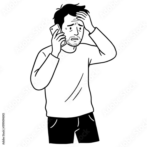 48-1_困惑顔で電話しているシニア男性