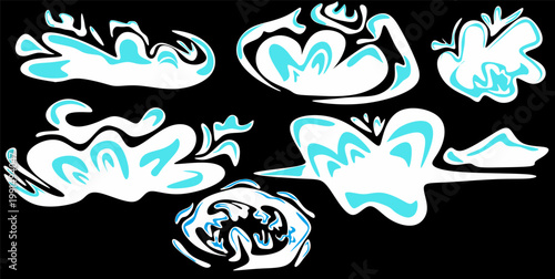 Stylized Cloud Burst And Smoke Effect Elements