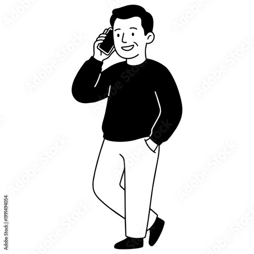 49-2_笑顔で電話しているシニア男性