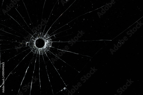 Bullet holes on black glass, overlay design background