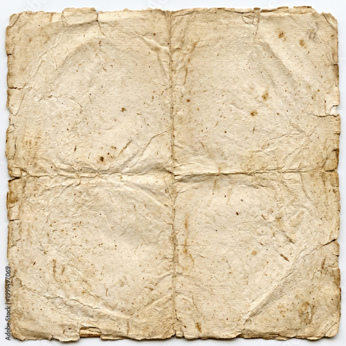 Vintage Aged Paper Texture Background with Folded Creases, Old Parchment