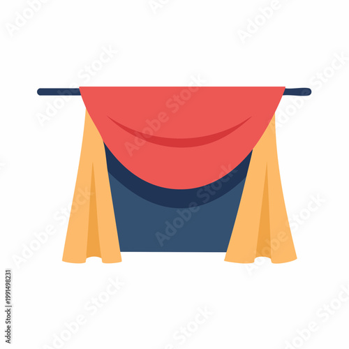 Illustration of layered curtains on a rod