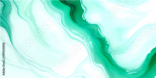 Vector An artistic abstract displays fluid patterns of verdant green and pristine white, evoking the organic forms found in nature, with a focus on textures and color blending.