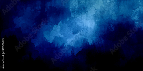 Vector An abstract composition with shades of dark blue and black, evokes a sense of depth and mystery. A watercolor-like background of blending colors creates a sense of movement.