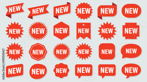 Red Product Tags Collection of 20 Sale Labels and Discount Stickers Vector Set