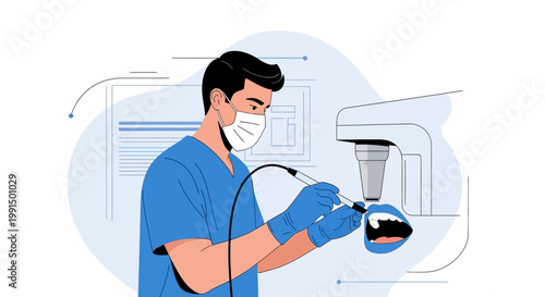 Dentist Performing Digital Teeth Scan with Intraoral Scanner Device