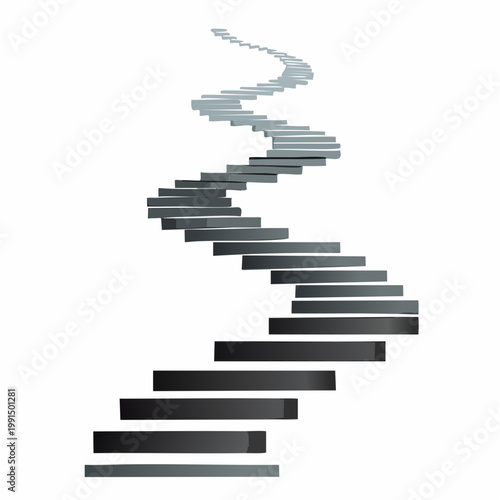 Black and white staircase forming DNA helix shape, evolution and progress concept