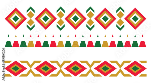 Juneteenth, African ethnic border line set, National Independence Day design, Emancipation and freedom day celebration, African American heritage motif, Black history month geometric pattern, 