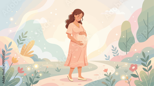 This empowering flat design vector illustration portrays a single mother and her child holding hands, symbolizing their strong bond, resilience, and unwavering love. 