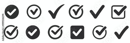 Collection of Check Mark Icons in Various Styles checkbox