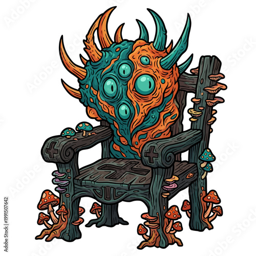 A fantasy creature sitting on a chair.