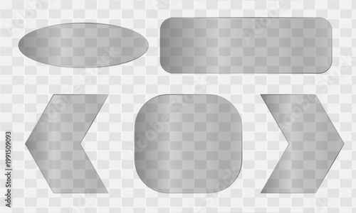 Glass plate frame Glossy window glass with reflections isolated on transparent surface