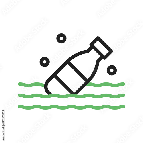 Plastic Bottle in Ocean Icon