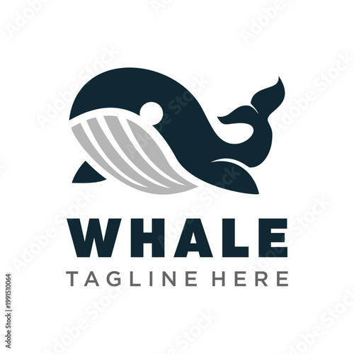 Giant Whale logo vector illustration. Whale logo design concept template.