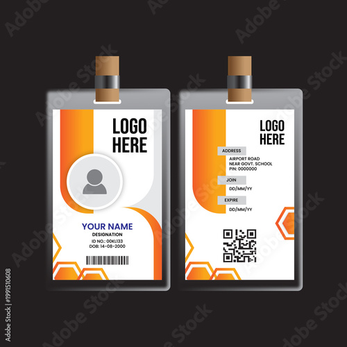 Schilderij op canvas Professional orange and white corporate identity card template