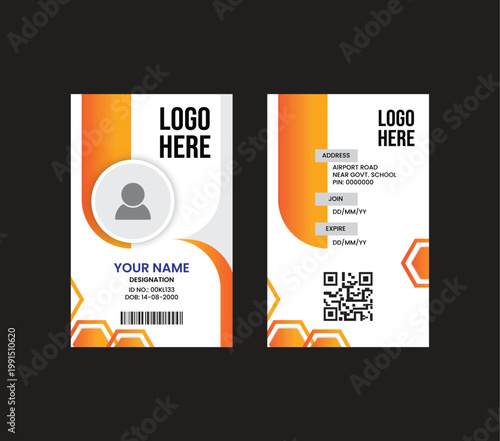 Professional orange and white corporate identity card template
