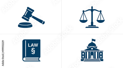 law and justice icons set.