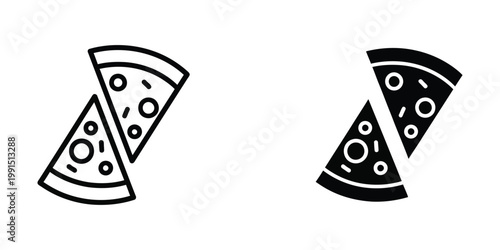 Two contrasting pepperoni pizza slice illustrations with different color schemes