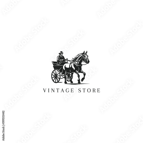 Vintage Horse Carriage Logo Elegant Classic Transport Illustration for Premium Brand