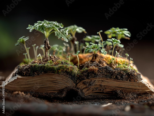 Book planted in soil with sprouts emerging symbolizing literacy as empowerment