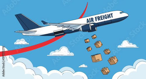 Airplane dropping cargo packages quickly.