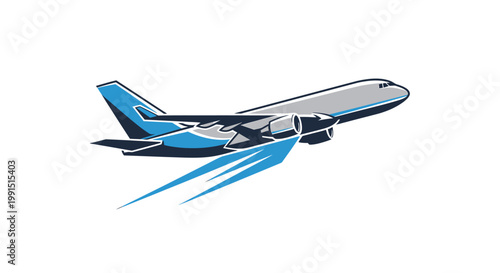 Airplane flying through the sky fast.