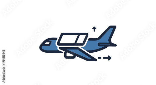 Airplane Icon Blue Transportation Vehicle.
