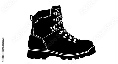 Black hiking boot with laces.