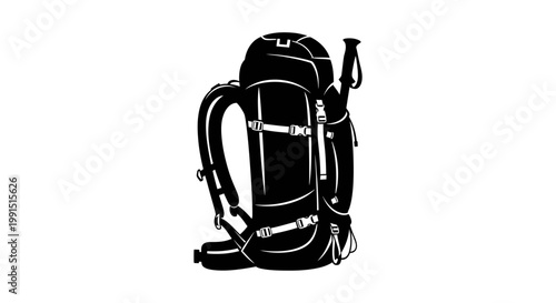 Black Hiking Backpack with Straps.