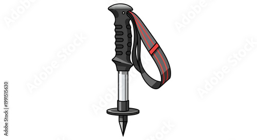 Black hiking trekking pole tip.