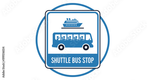 Blue Shuttle Bus Stop Sign.