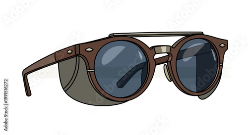 Brown Vintage Round Sunglasses.