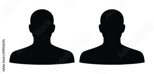 Set of 2 User Profile Head and Shoulder Silhouettes Vector Icons