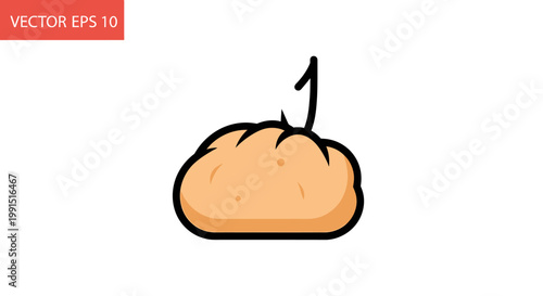 Cartoon Style Fried Doughnut Dessert.