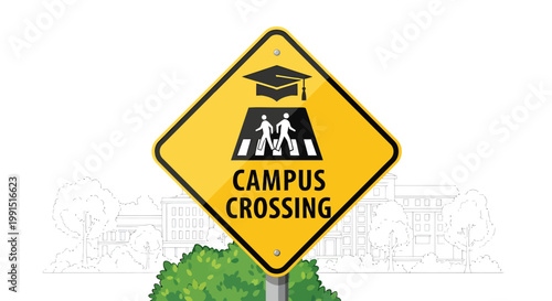 Campus Crossing Road Sign Board.
